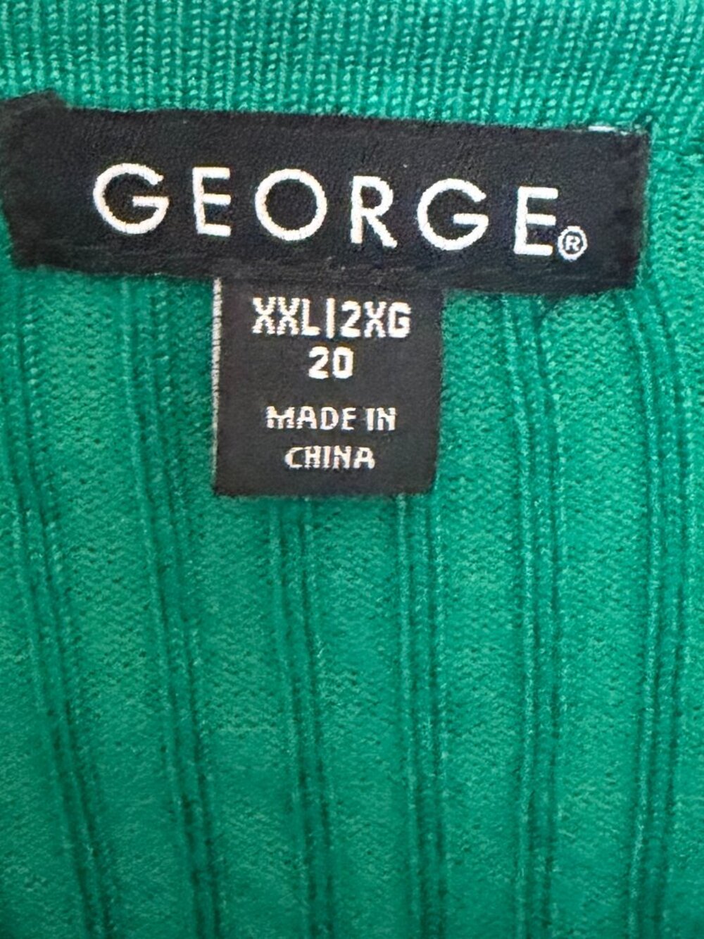 George Emerald Green Ribbed Knit Pullover Sweater Long Sleeves Size XXL - Picture 3 of 3